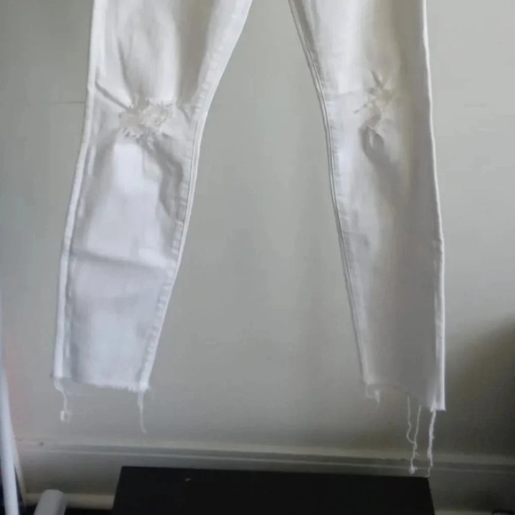 Mother The Looker Ankle Fray  Little Miss Innocent White Jeans size 25 - Picture 3 of 11